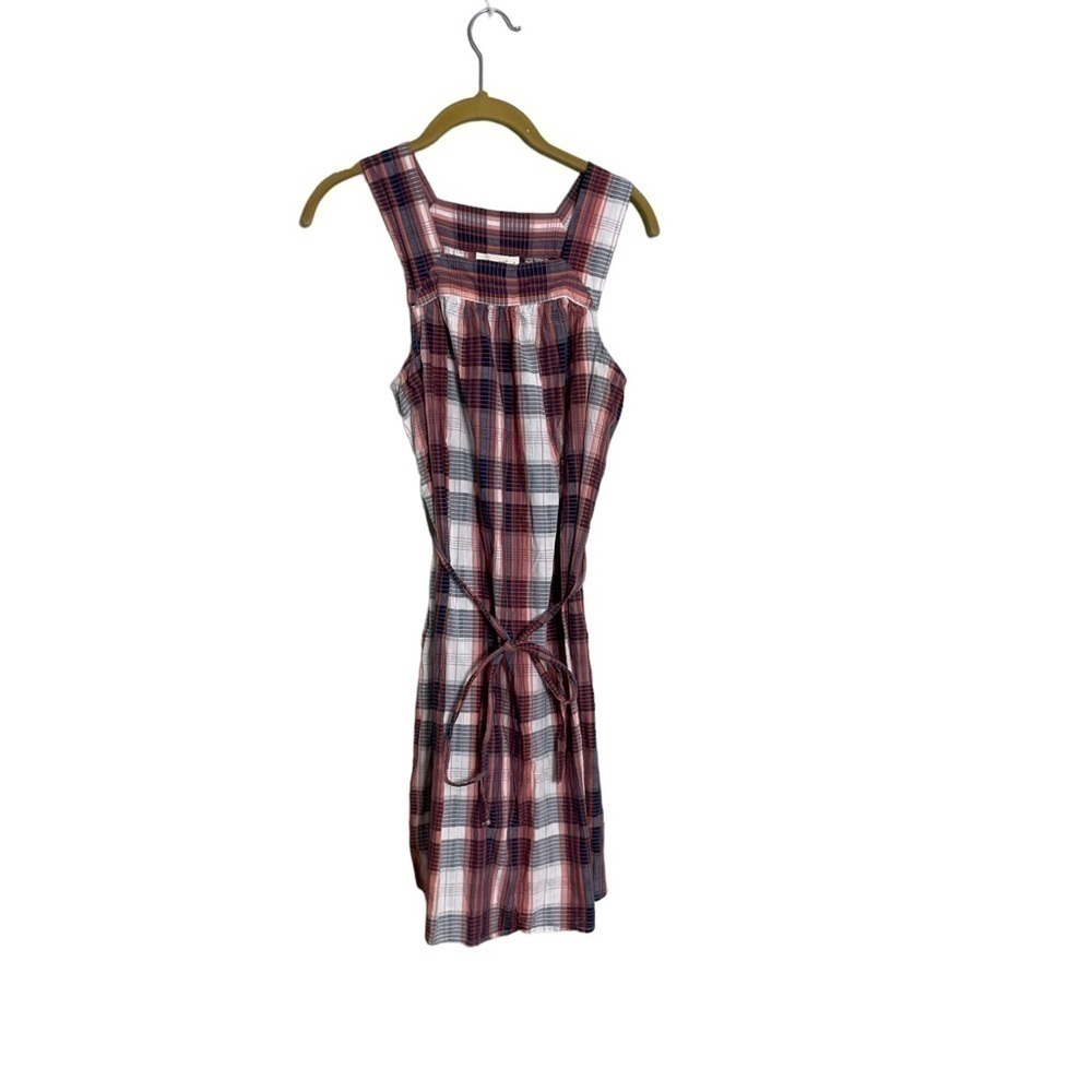 Universal Thread Blue Orange Plaid Belted Shift Dress XS